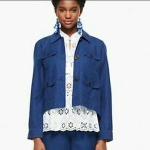 Kate Spade Broome Street Linen Blend Jacket Blue Size Large